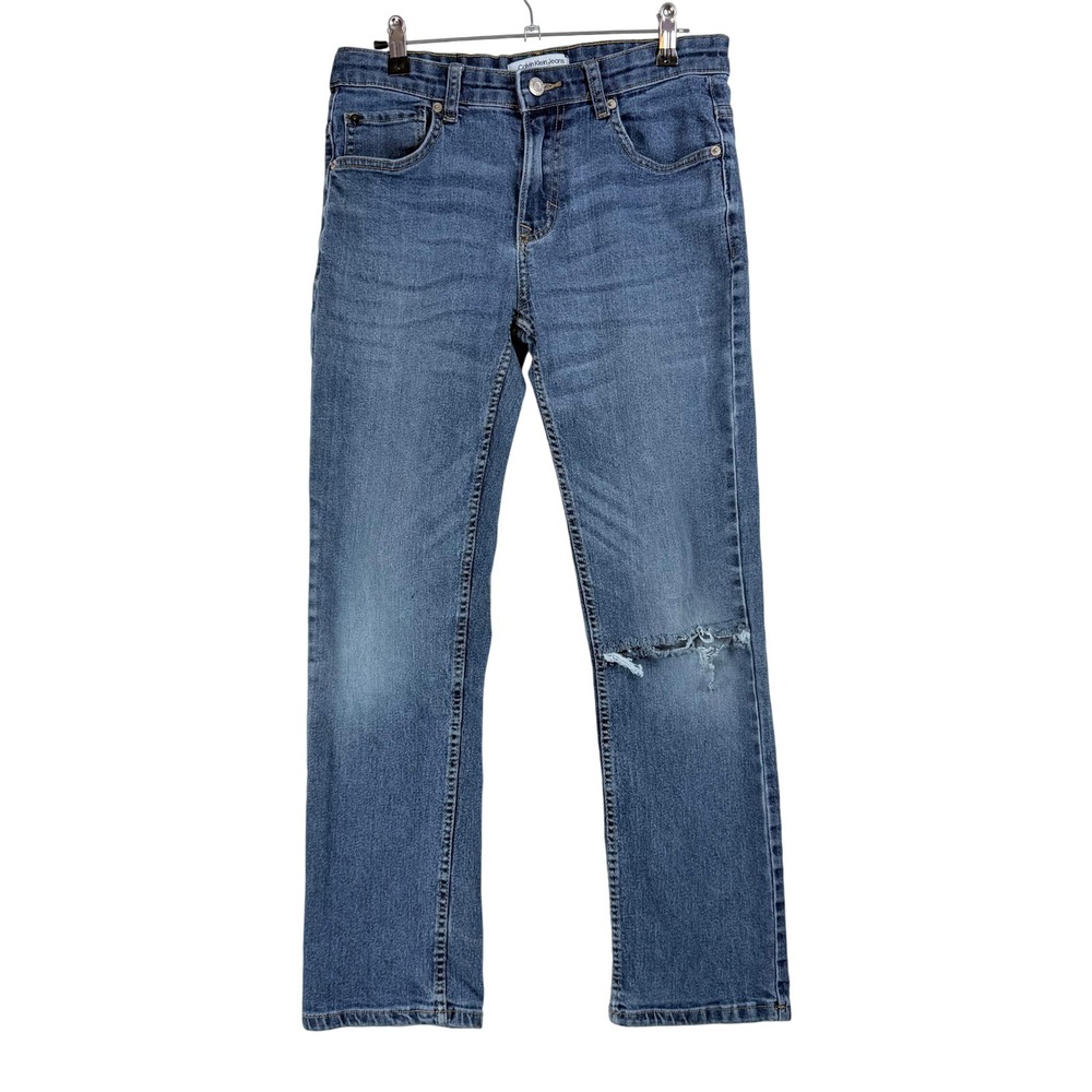 Calvin Klein‎ Jeans Boys Slim Straight Medium Wash Distressed Denim CKSFC16F-464